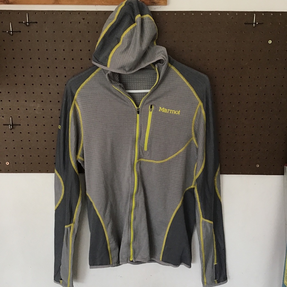 Marmot Men’s Gray Hooded Lightweight Performance Jacket Full Zip Outdoor Layer